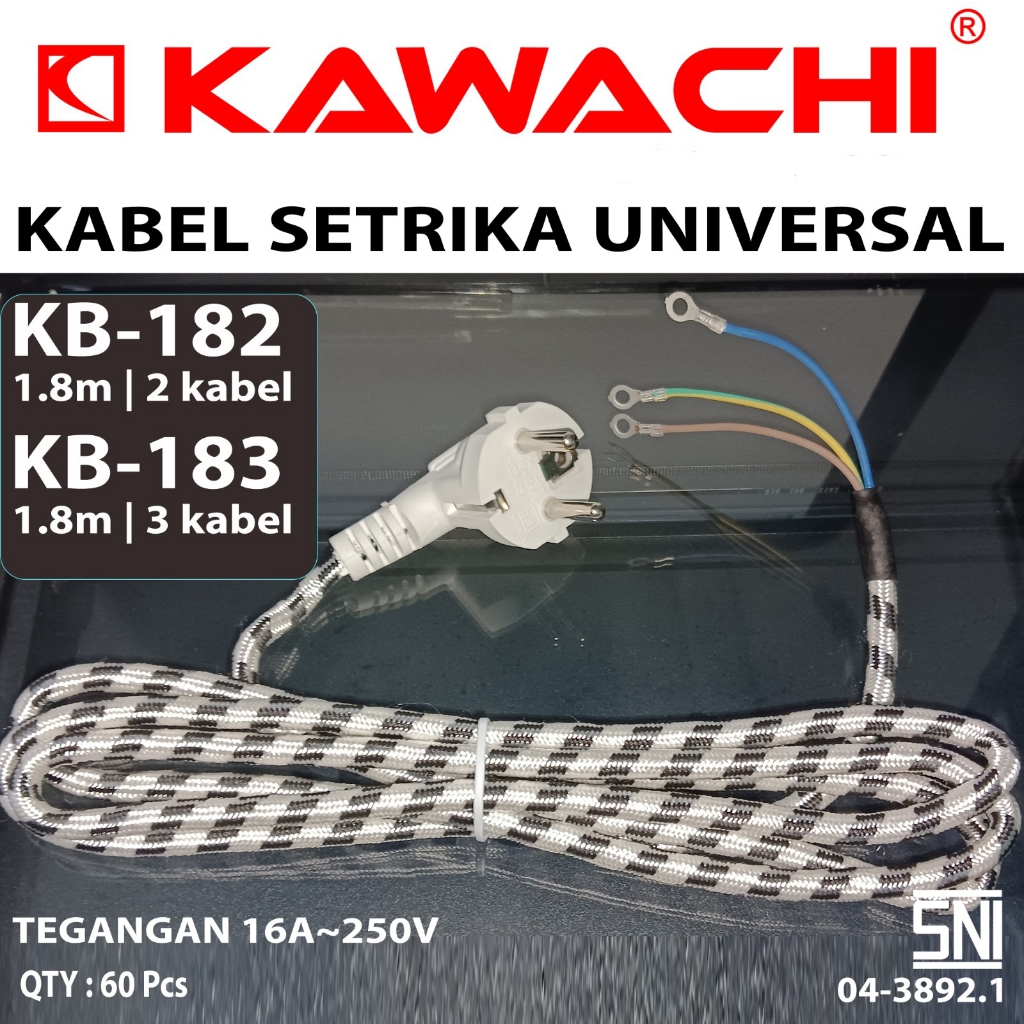 Jual Kabel Setrika Universal 1.8Meter 2 Kabel Dan 3 Kabel Kawachi ...