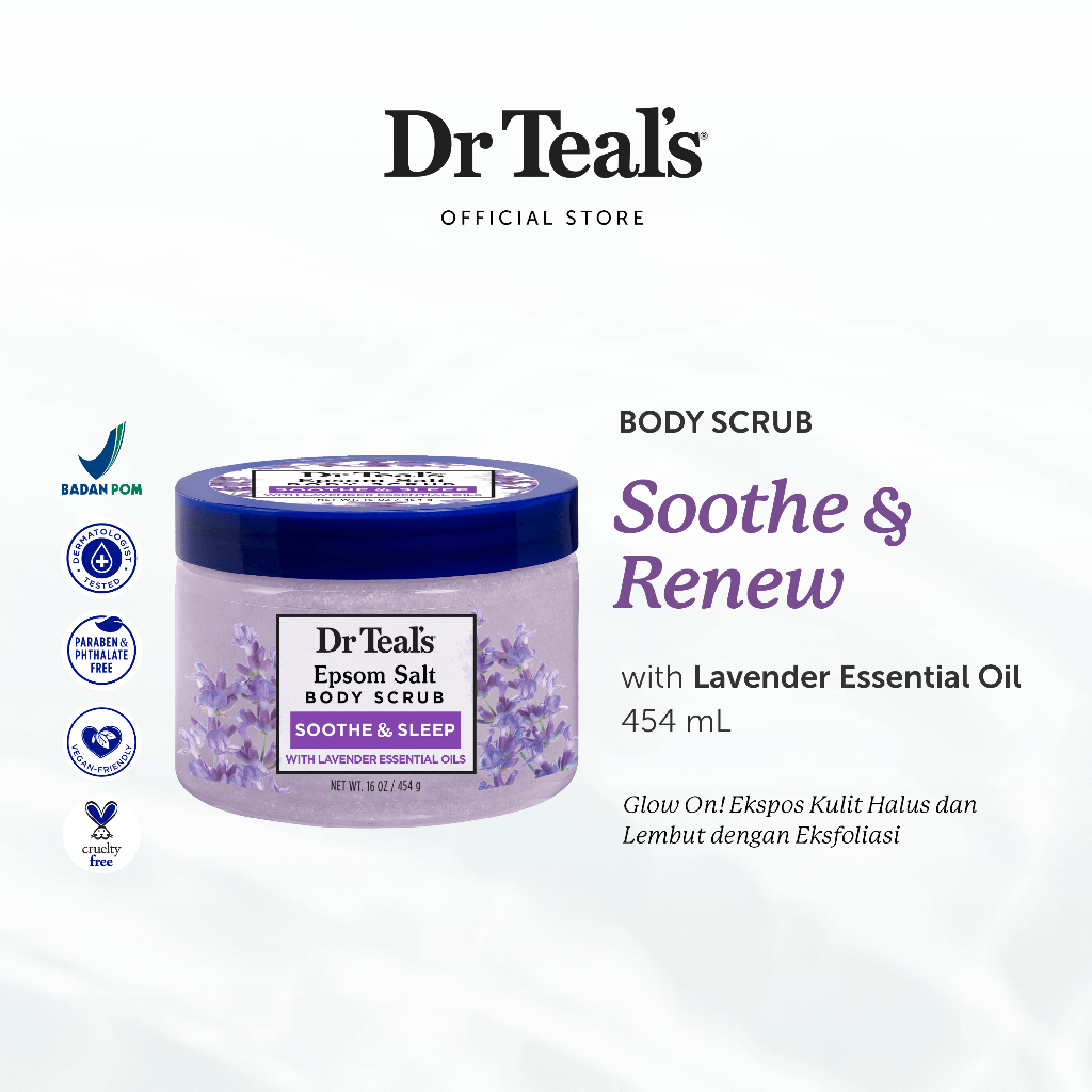 Jual Dr Teal's Body Scrub/Eksfoliasi Kulit Pure Epsom Salt Lavender