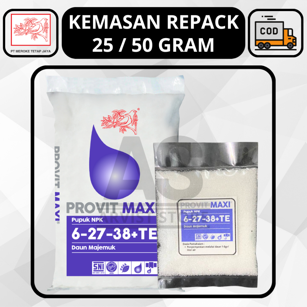 Pupuk MEROKE PROVIT MAXI Kemasan Repack 25 / 50 Gram NPK