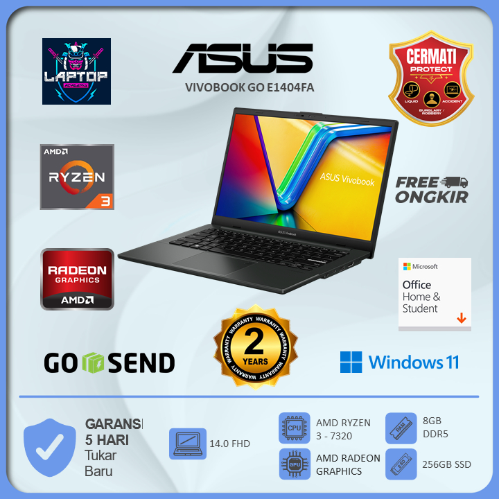 Jual Asus Vivobook Go 14 E1404fa Ryzen 3 7320 8gb 256gb W11ohs 140fhd Blk Fhd321 Shopee 0224