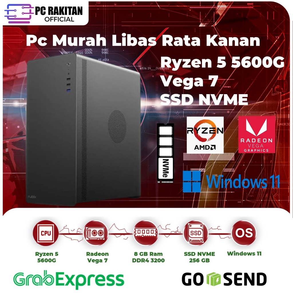 Jual Pc Murah Libas Rata Kanan Ryzen 5 5600G Vega 7 SSD NVME Gaming ...