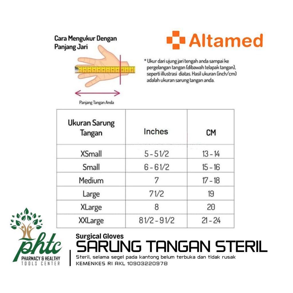 Jual ALTAMED Sarung Tangan Steril Surgical Gloves One Pair | Shopee ...