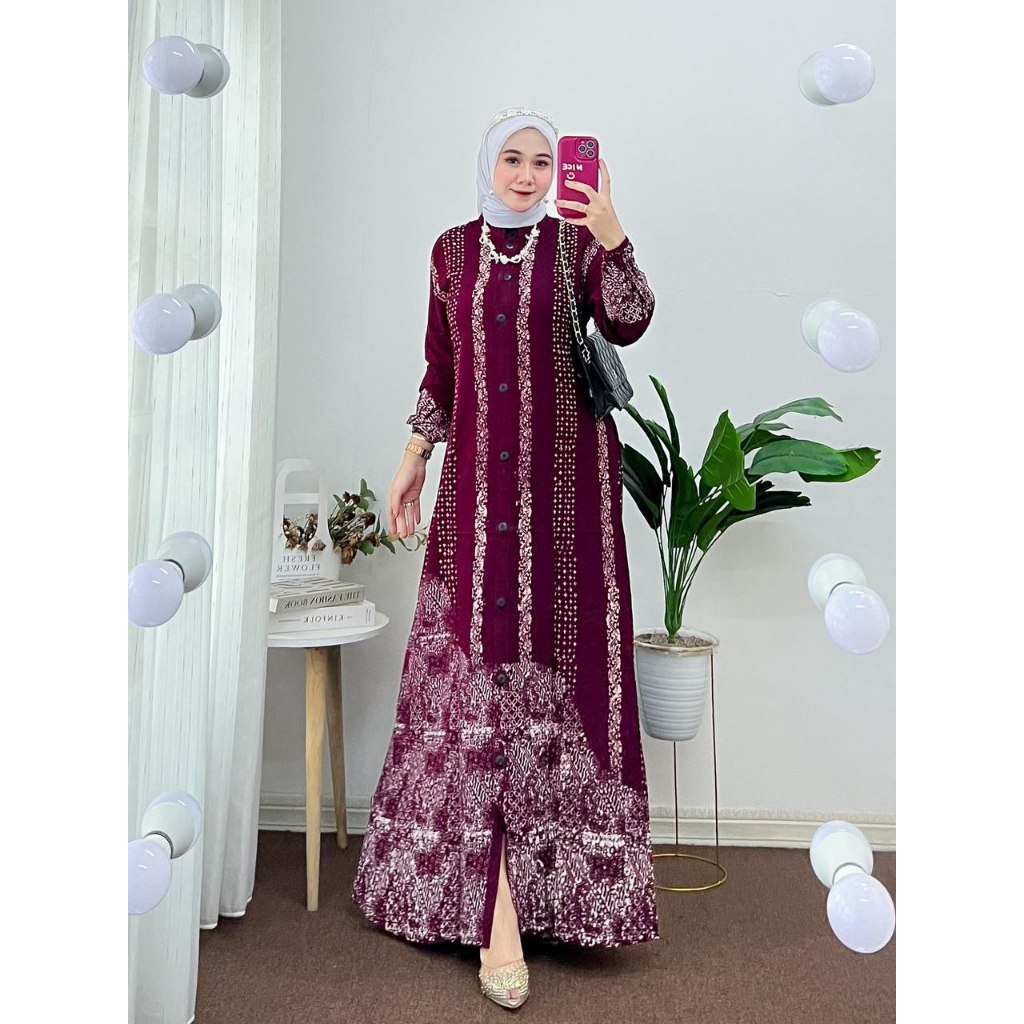 Jual M L Xl Xxl Gamis Twill Rayon Pekalongan Full Kancing Warna Soft