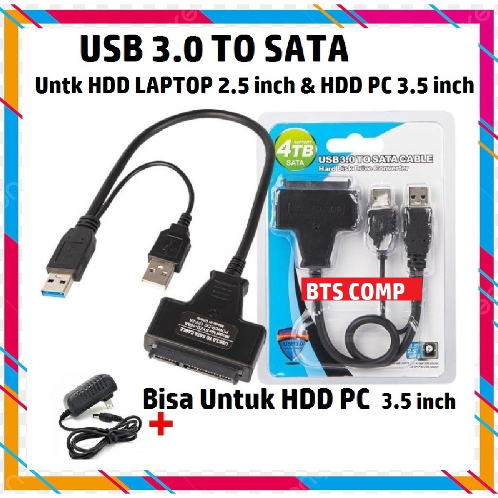Jual Konverter/Converter Adapter Kabel USB 3.0 TO SATA For HDD Laptop ...