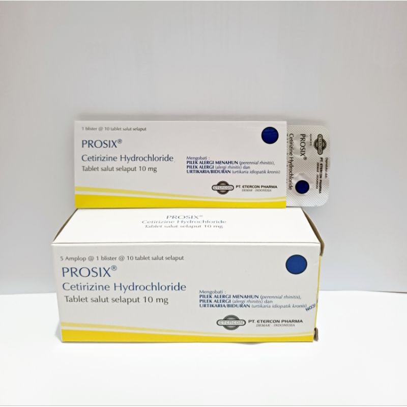 Jual Prosix (Cetirizine Hydrochloride 10mg) | 1 Strip Isi 10 Tablet ...