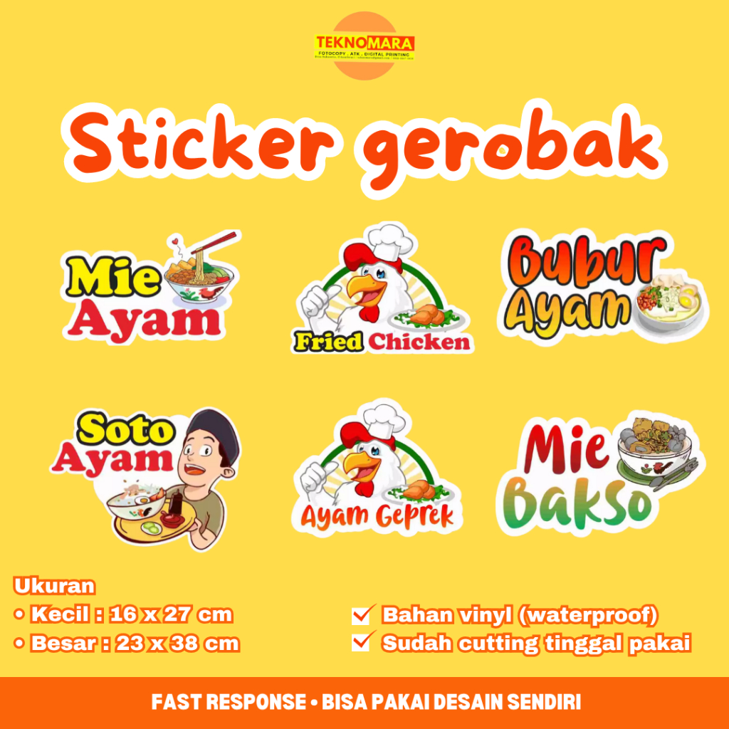 Jual Part 1 Sticker Kaca Gerobak Etalase Ayam Geprek Fried