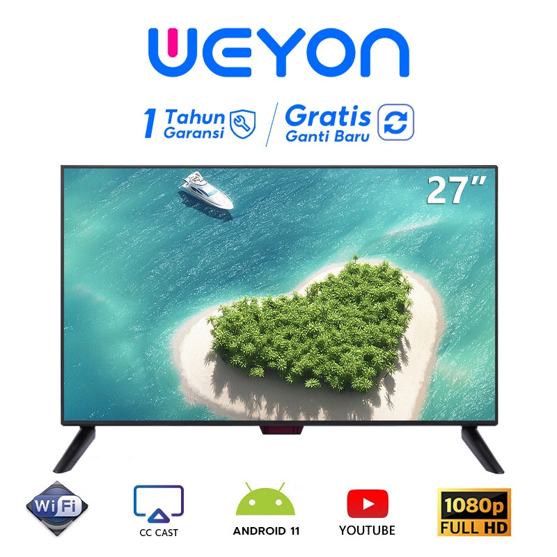 Jual Weyon TV Android 27 inch Smart TV LED Digital FHD Televisi YouTube