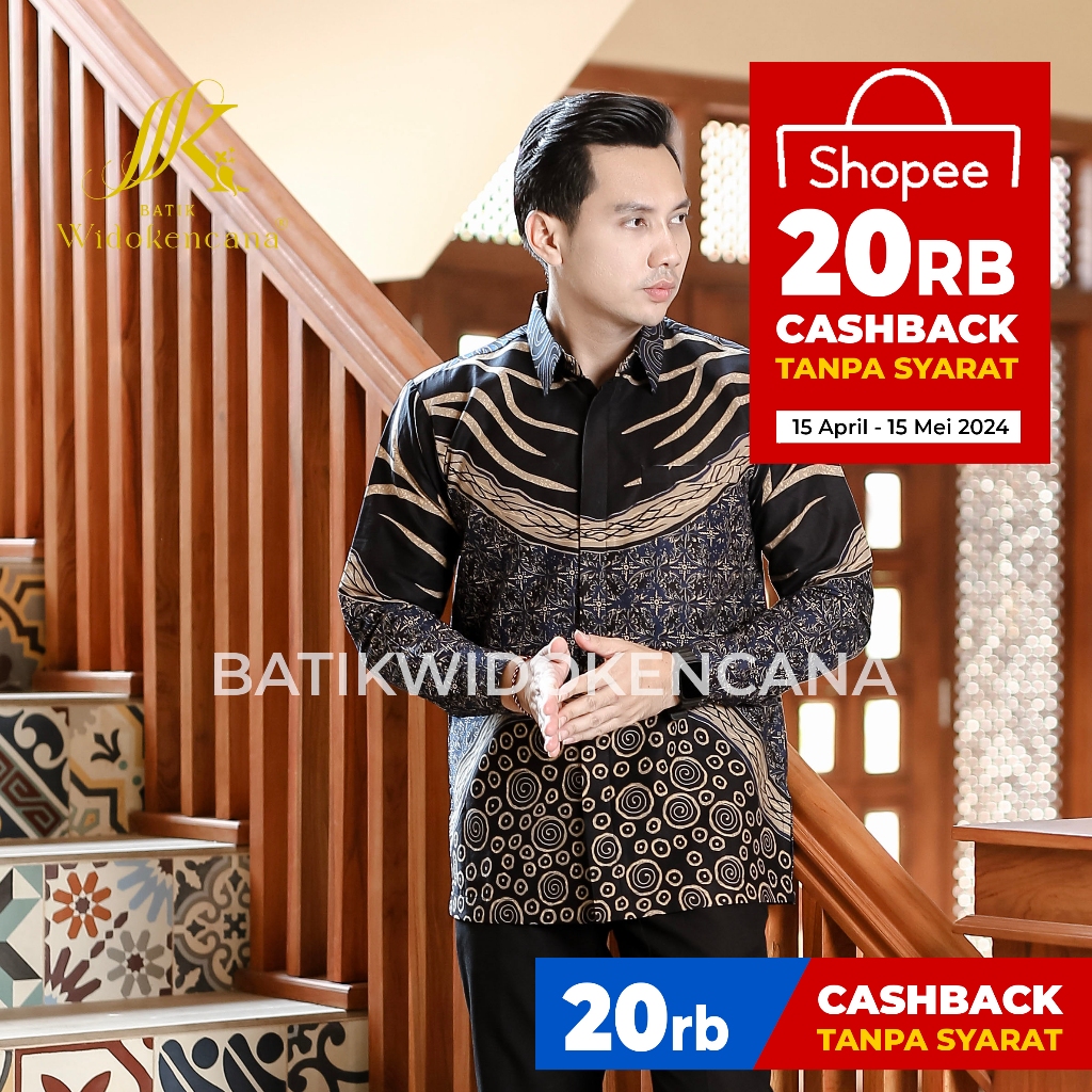 Jual Batikwidokencana Kemeja Batik Kantor Motif Abstrak Kawung Akar