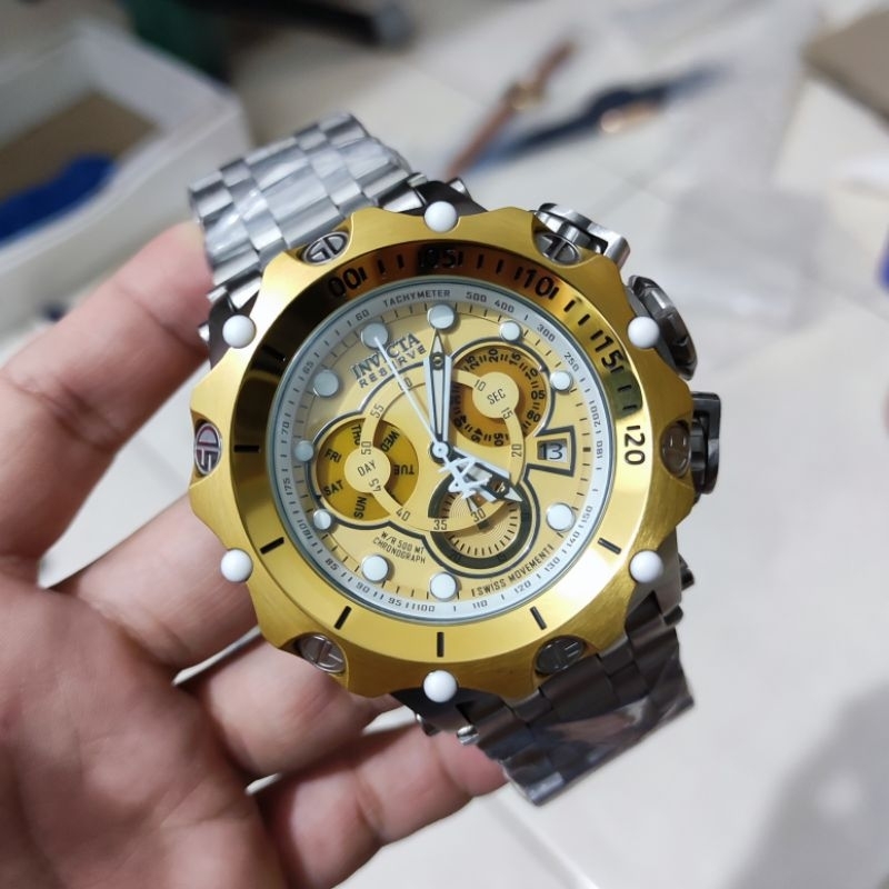 Jam tangan Chronograph Pria INVICTA Reserve VENOM Japan Quartz Kombinasi  Stainless steel