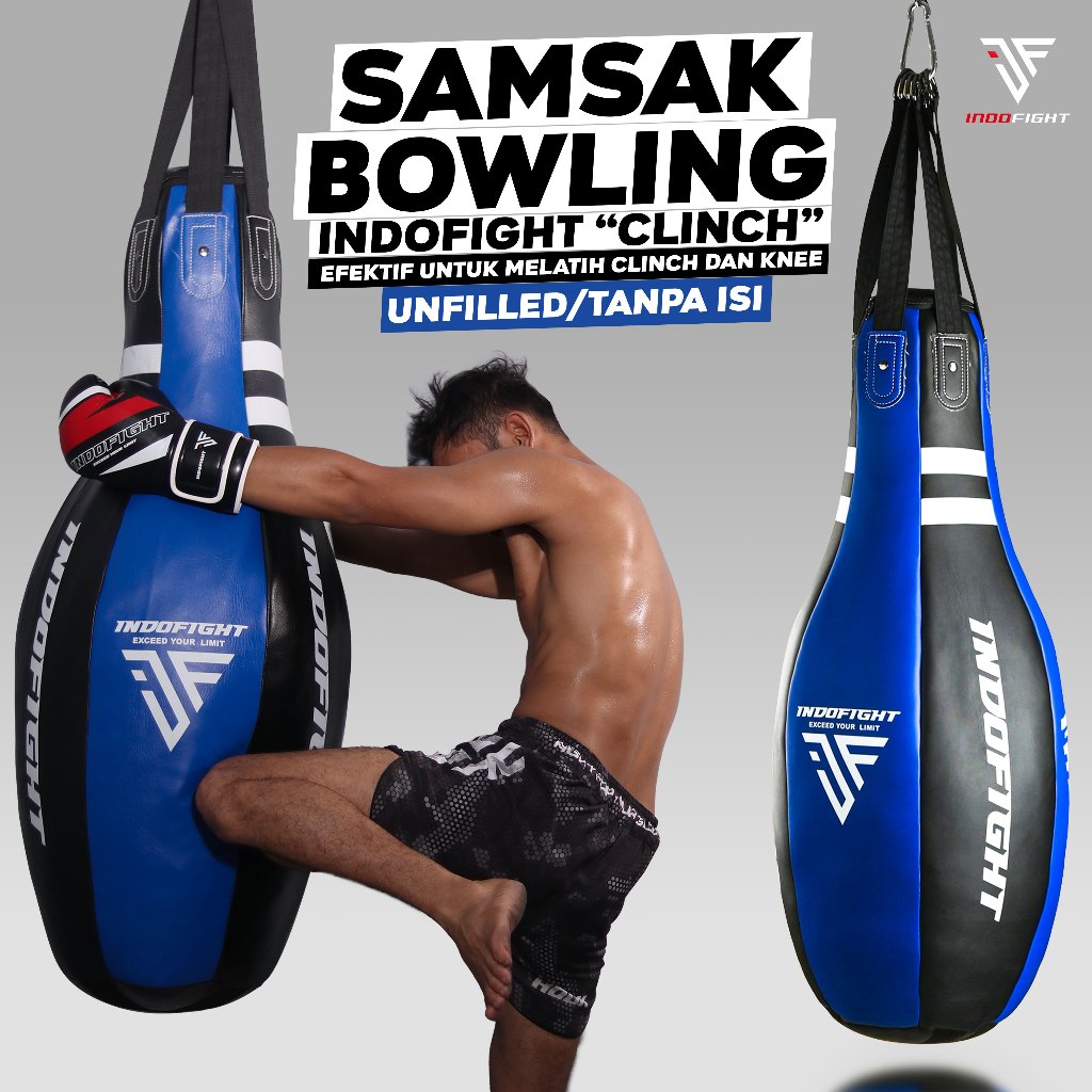 Jual Samsak Tinju Bowling Heavy Bag Indofight Boxing Sansak Clinch Knee Muaythai Punching Bag Kickboxing Muay Thai Shopee Indonesia