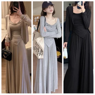 Susana Mall Set Wanita OneSet Lengan Panjang Knit Setelan Casual Basic Strecth M623