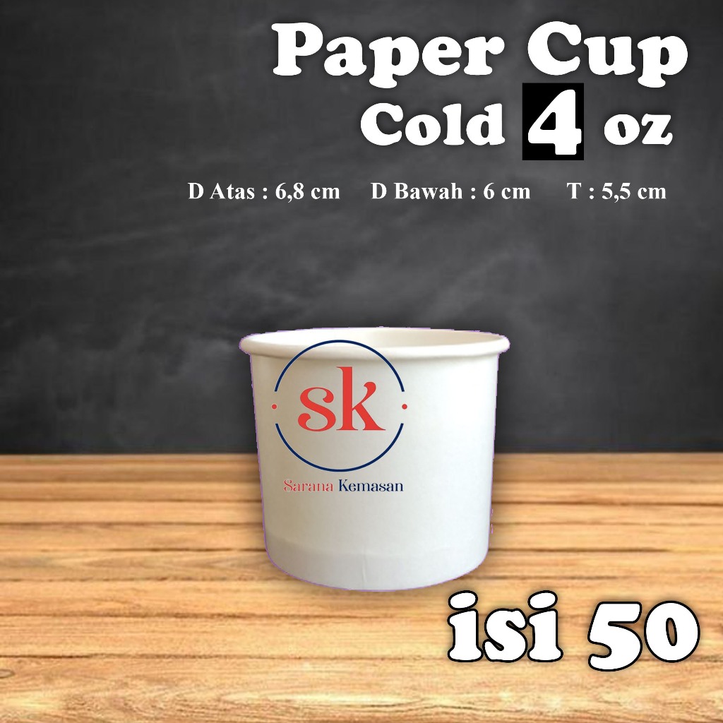 Jual (ISI 50) Paper Cup Ice Cream Cold Putih Polos 4 oz | Shopee Indonesia