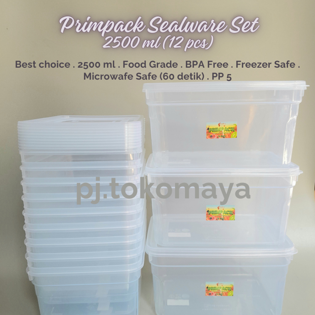 Jual 12 pcs Primpack Set 2500ml Wadah Penyimpanan Makanan Kulkas BPA ...