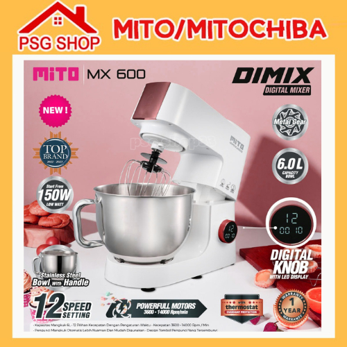 Jual Stand Mixer Mito MX600 Kapasitas 6 Liter Pengaduk adonan kue roti ...