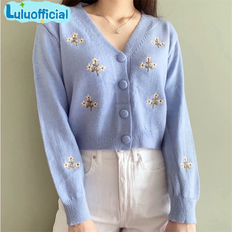 Cardigan Wanita Bordir Bunga Elegan Import