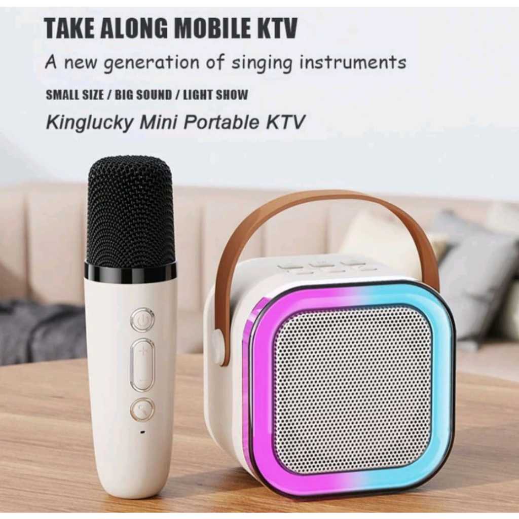 Jual Speaker Bluetooth Karaoke Mini 2Mic 1 Set Speaker Portable ...