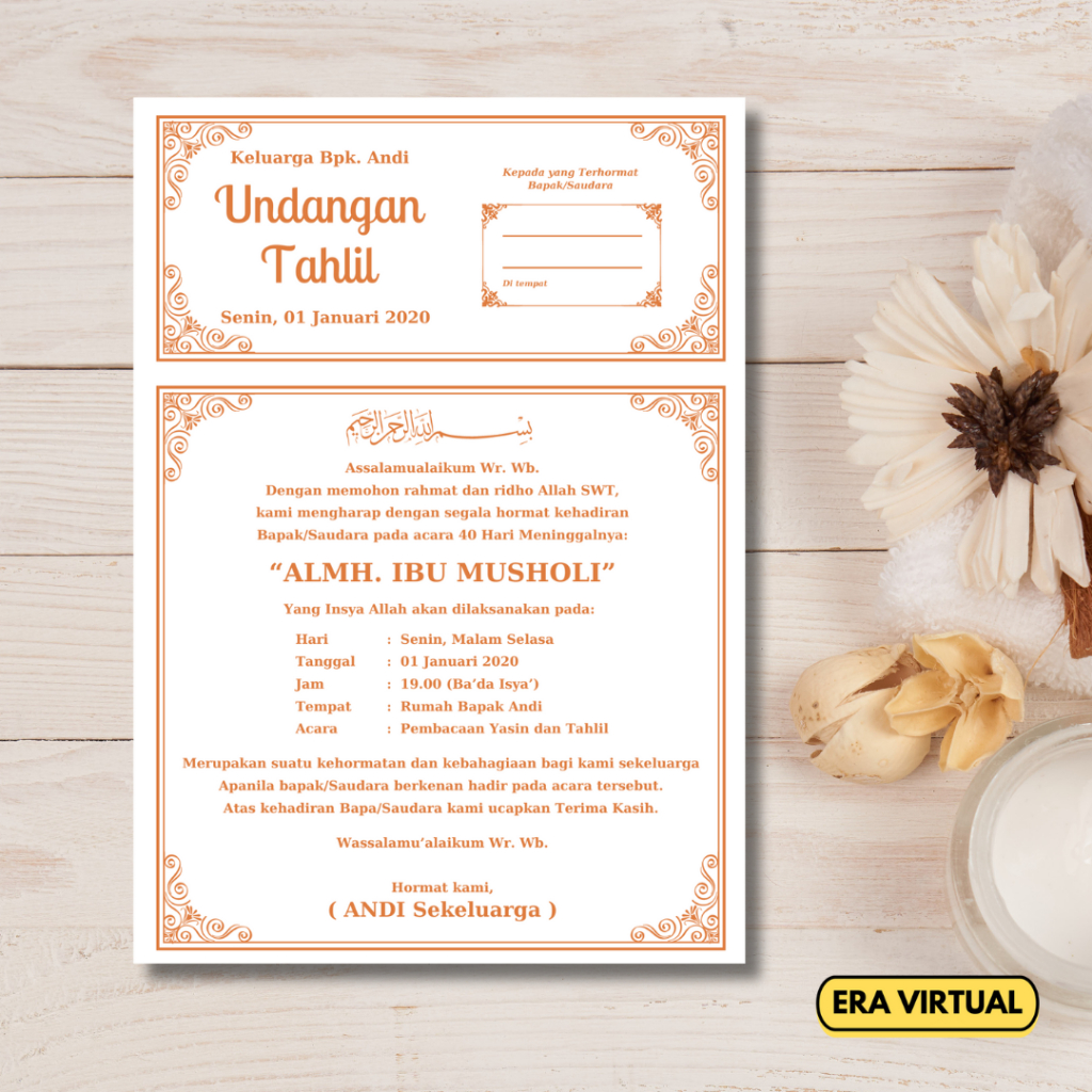 Jual Cetak Undangan Tahlil, Walimatul Ursy, Aqiqah | Undangan HVS ...