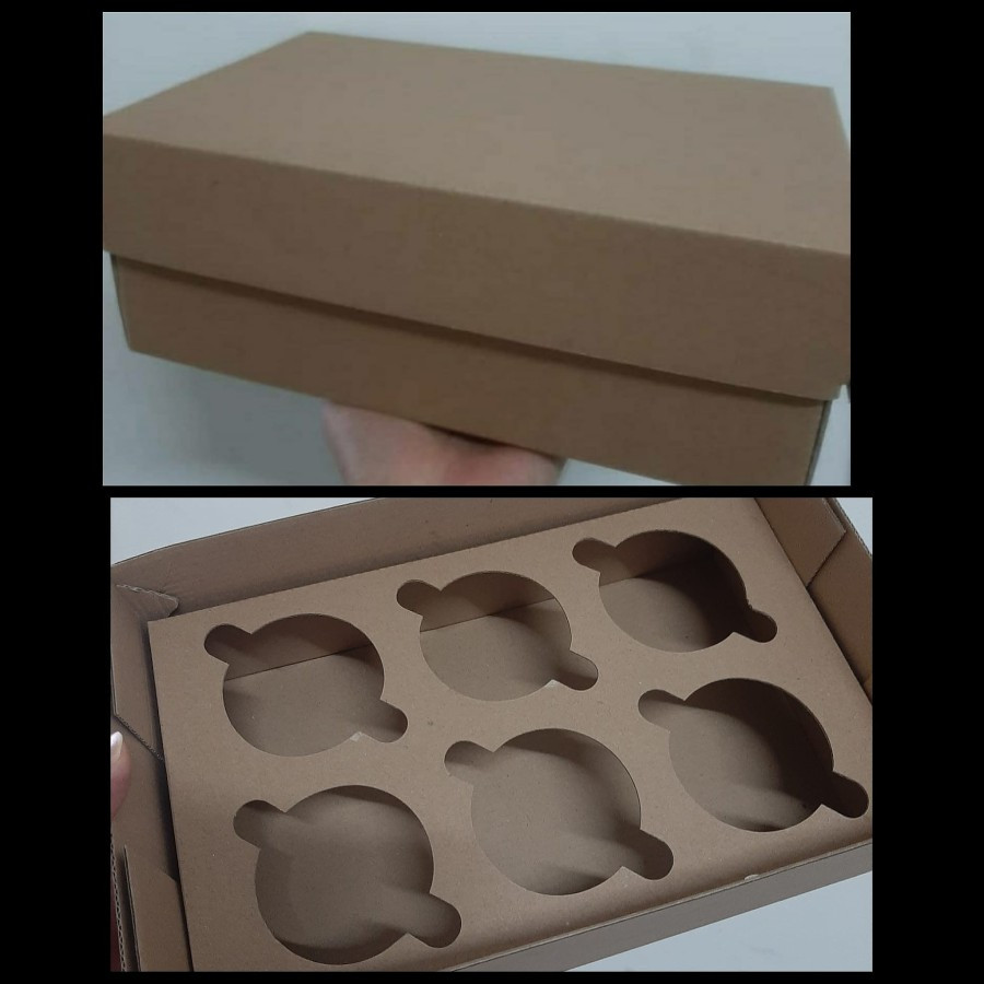 Jual (5 pcs) kardus cupcake isi 6 dus cupcake 6 lubang box packaging ...