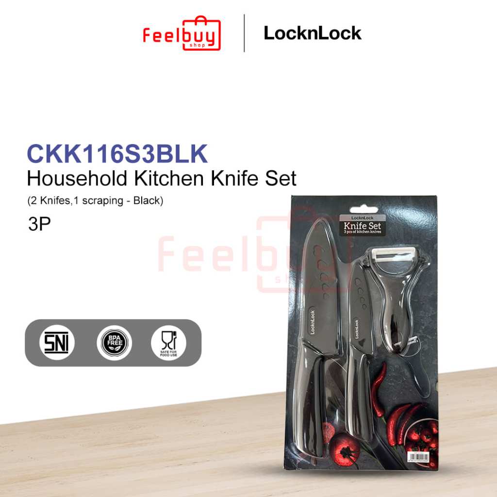 Jual LocknLock Household Kitchen Knife Set 3 Pcs (2 Knifes,1 Scraping ...