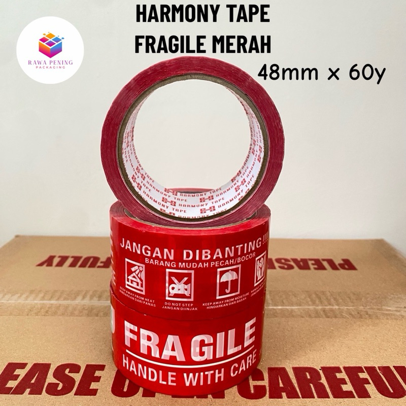 Jual LAKBAN FRAGILE MERAH HARMONY 48MM X 60Y | Shopee Indonesia