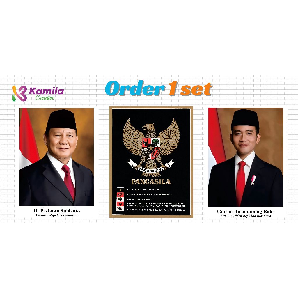 Jual Gambar Foto Poster Presiden dan Wakil Indonesia 1 set Prabowo