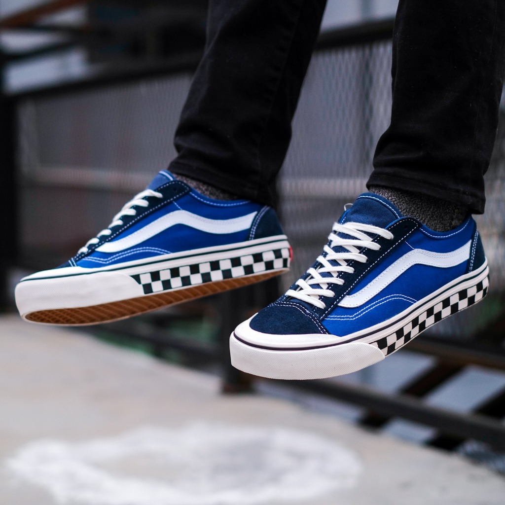 Style 36 Checkerboard True Blue White Catur Original 100% BNIB Sepatu  Sneakers Casual Pria Wanita Vans Oldskool