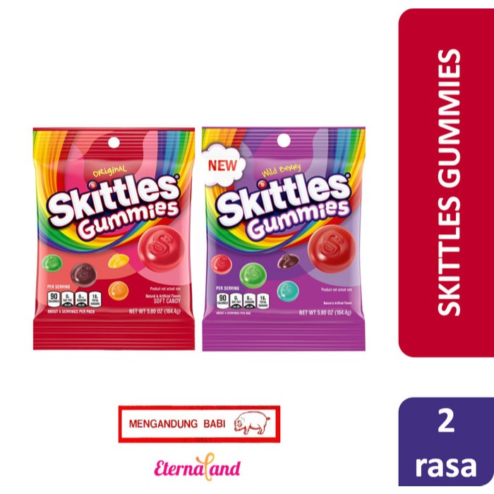Jual Skittles Gummies Candy permen rasa buah impor USA (NON HALAL