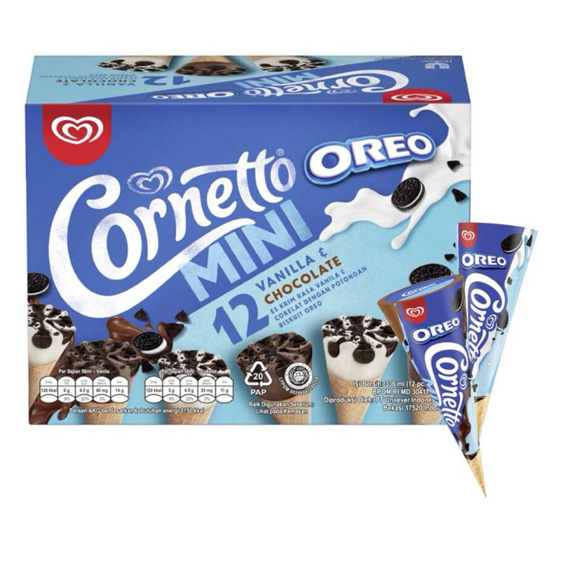 Jual Wall's Cornetto Mini Ice Cream Oreo Vanilla 12 x 28 ml | Shopee ...