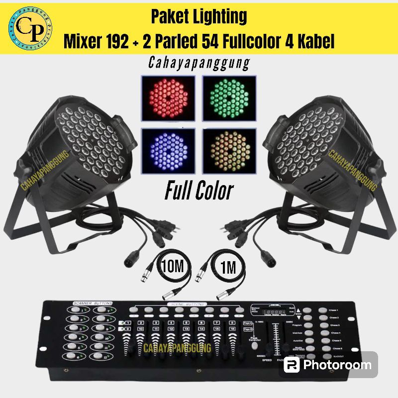 Jual Paket Lighting Lampu Panggung Mixer Dmx 512/192 + 2 Parled 54 ...