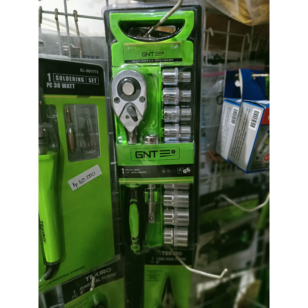 Jual Kunci Sok Set Rachet/Socket Set Ratchet Shock Merk GNT 12 pcs 1/2 ...