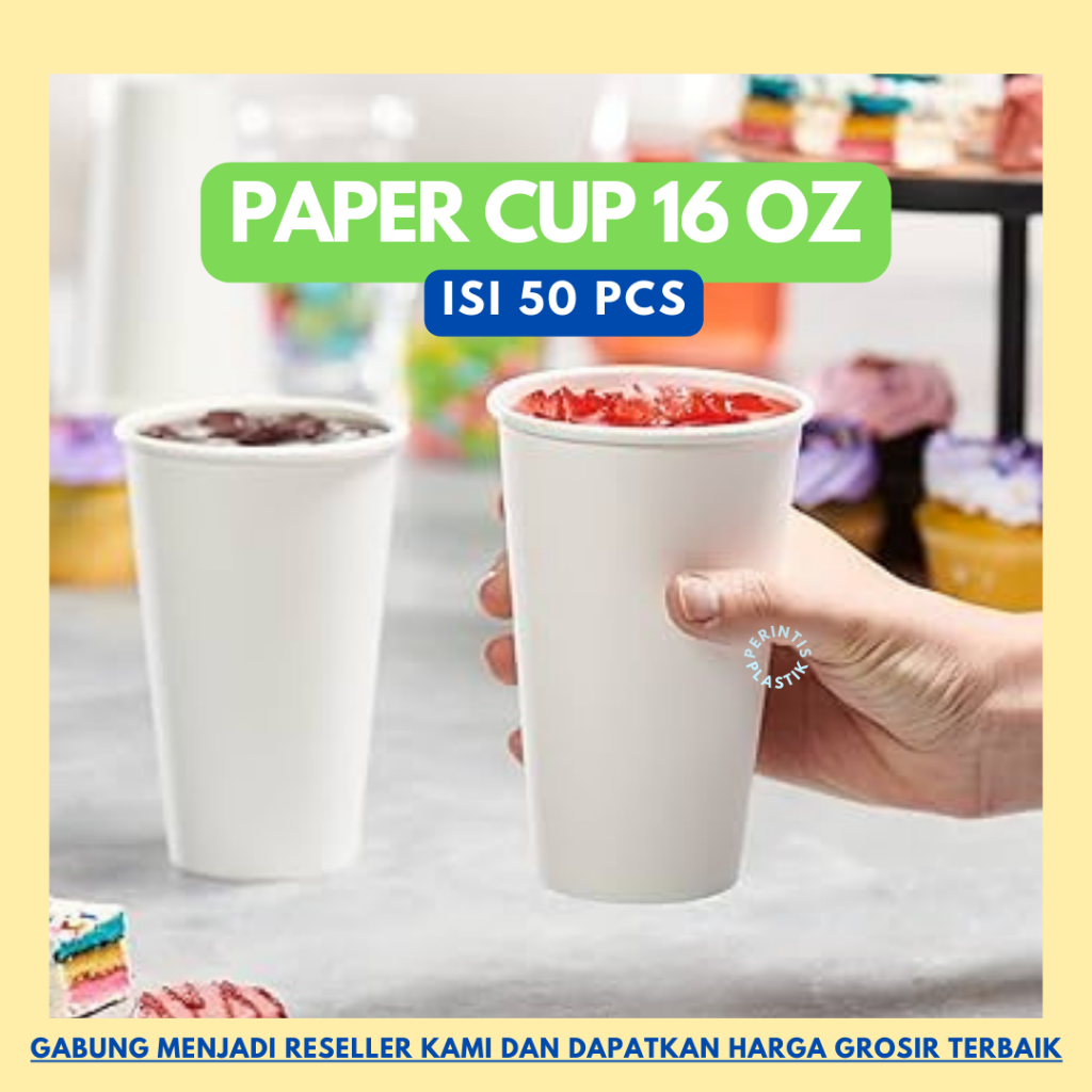 Jual Paper Cup 16oz/Gelas Kopi Teh/Gelas Kertas Panas Dingin 16oz ...
