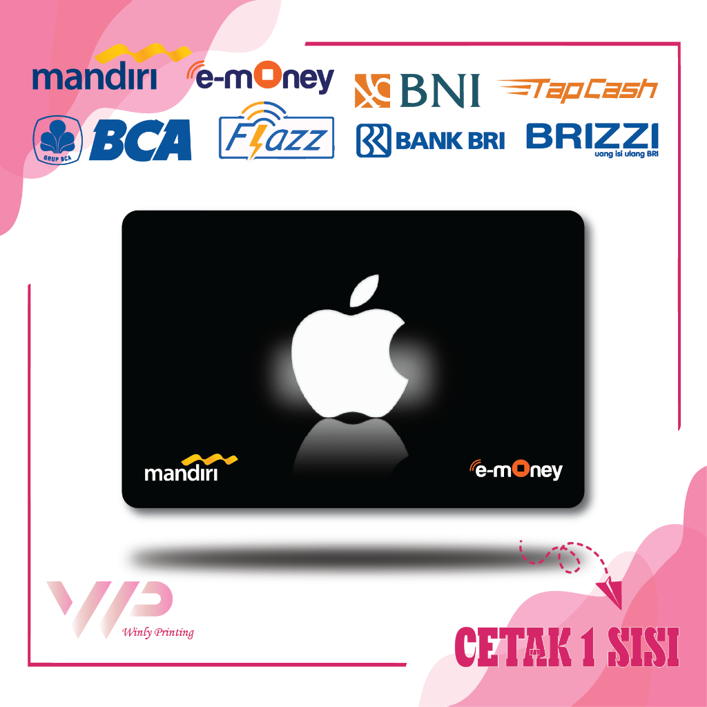 Jual KARTU EMONEY BRAND APLLE WHITE & BLACK BRAND DESIGN GAMBAR E MONEY ...