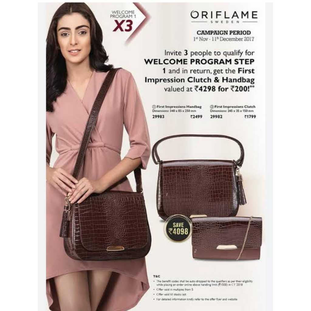 Jual TAS ORIFLAME FIRST IMPRESSIONS KULIT Shopee Indonesia