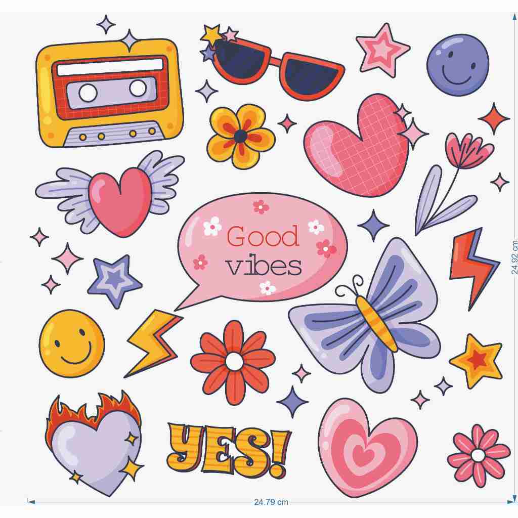 Jual 14pcs | STIKER BAJU GOOD VIBES / STIKER LOVE / STIKER KACAMATA ...