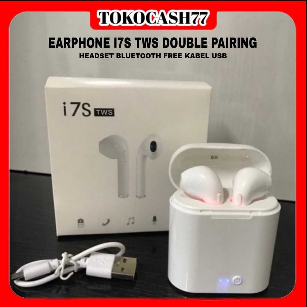Jual EARPHONE I7S TWS DOUBLE PAIRING / HEADSET BLUETOOTH PUTIH Shopee