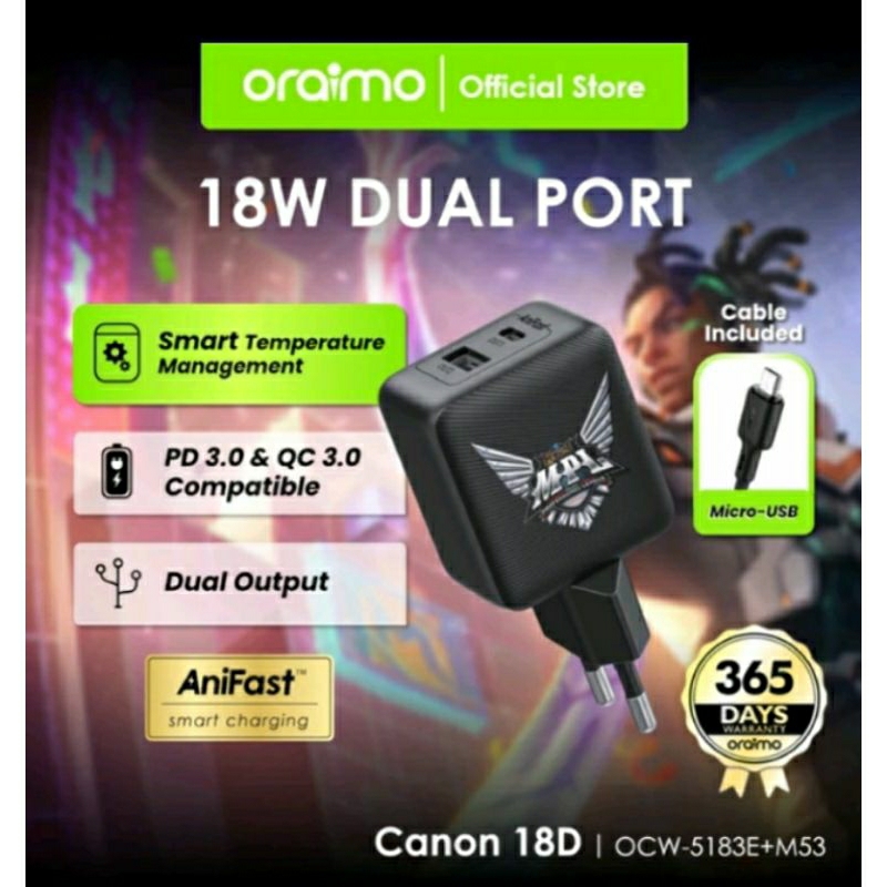 Jual Ocw E Charger Oraimo Canon D Rapid Charge Mpl Mobile Legends