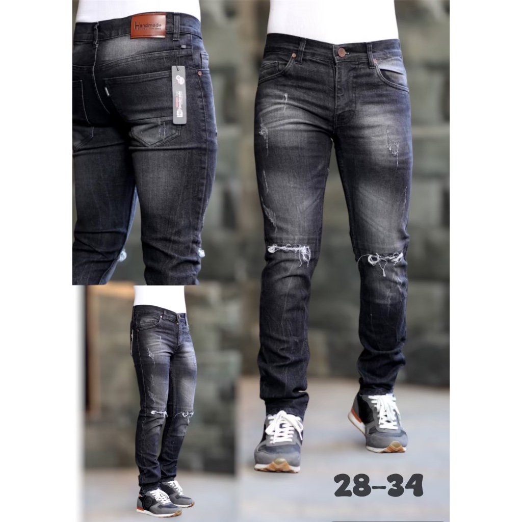 Jual Celana Panjang Jeans Sobek Petir Blackwash Celana Panjang Jeans ...