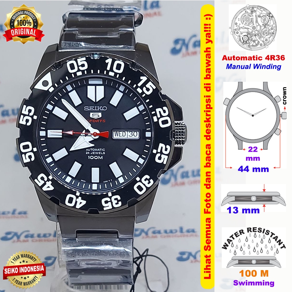 Jual Seiko Sports SRP489K1 Black Monster Jam Tangan Pria