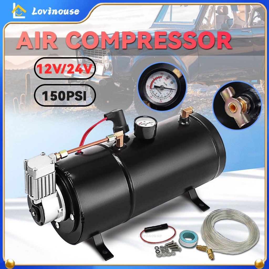 Jual Tabung Kompresor Angin Otomatis 12v 24v 150psi Air Compressor Portable 3l Suspension