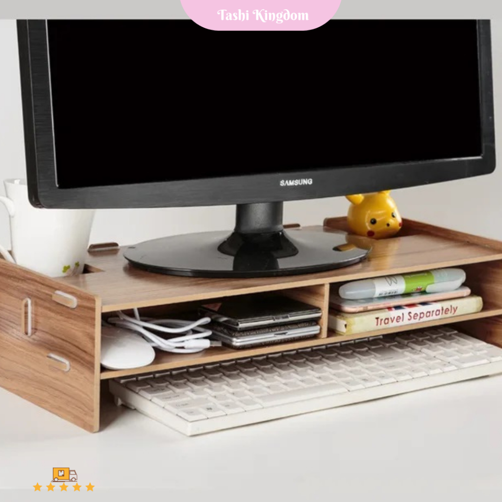 Jual Rak monitor komputer Rak kayu pc rak laptop laci stand monitor ...