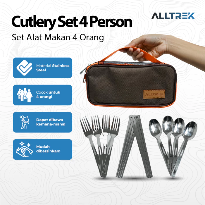 Set Perlengkapan Makan Outdoor Stainless 4 Person