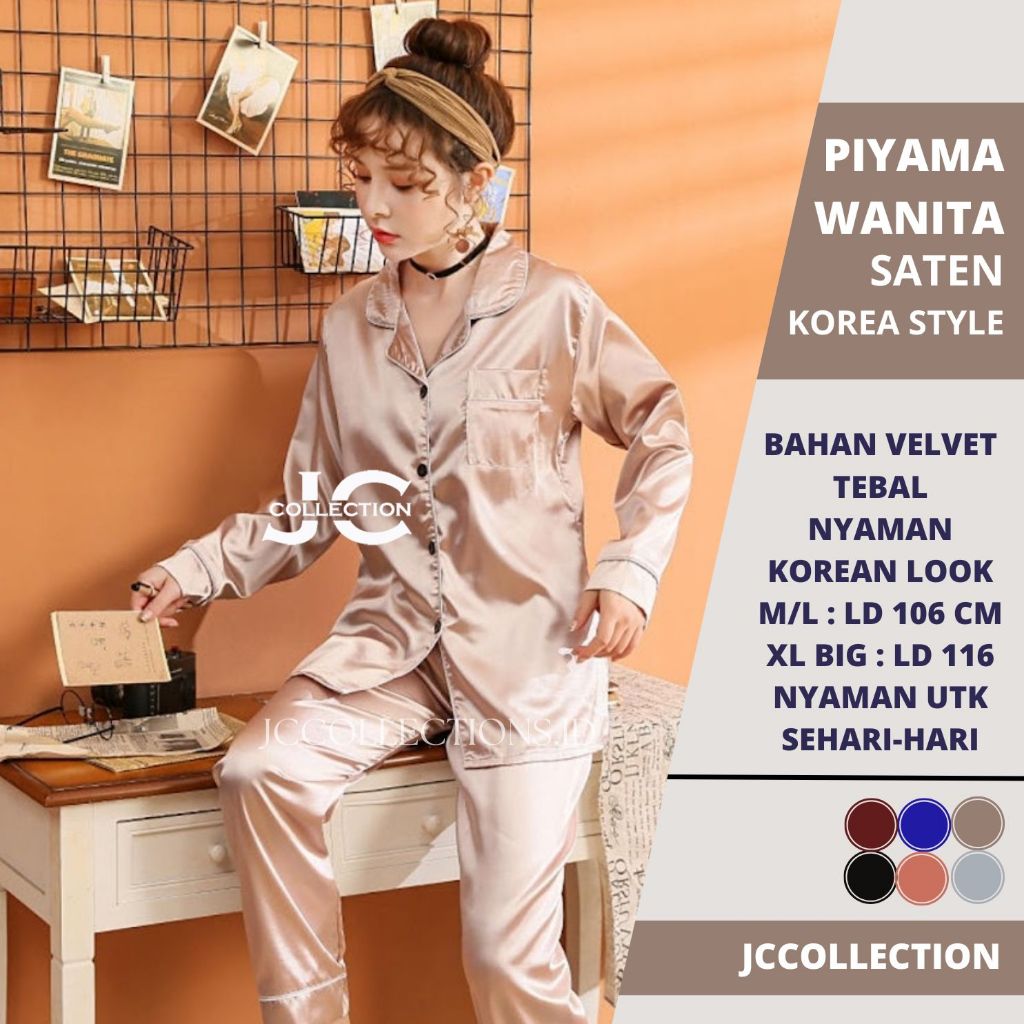 Jual Piyama Wanita Lengan Panjang Satin PP - JCCollections / Baju Tidur ...