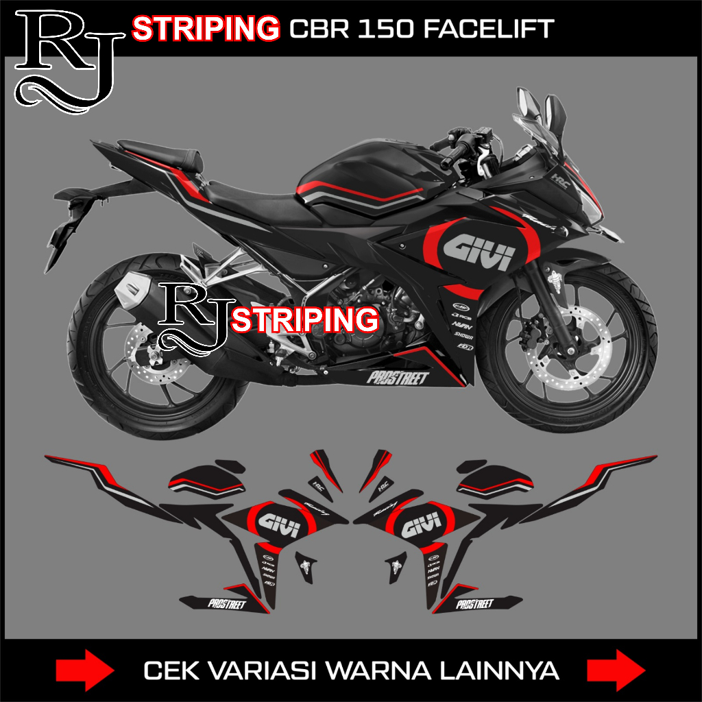 Jual STIKER STRIPING HONDA CBR 150R FACELIFT / STICKER DECALS MOTOR ...