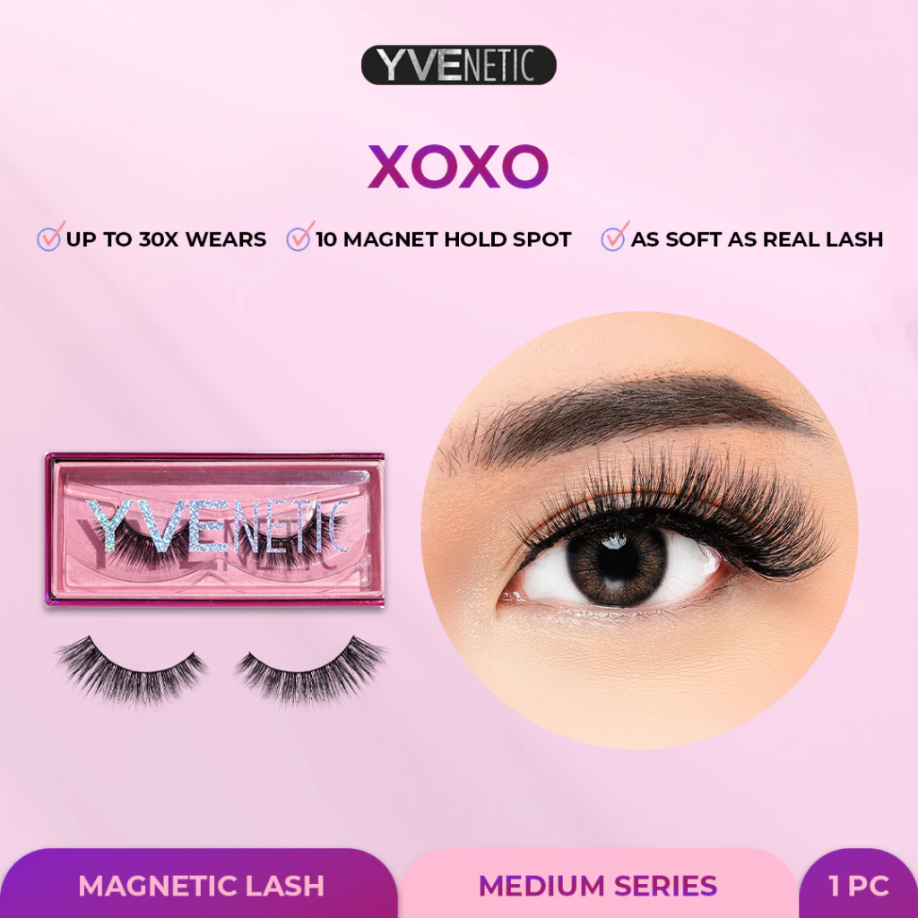 YVENETIC Xoxo (Medium) - Magnetic Eyelash | Bulumata Magnetik Tanpa Lem - Menggunakan Eyeliner Magnet