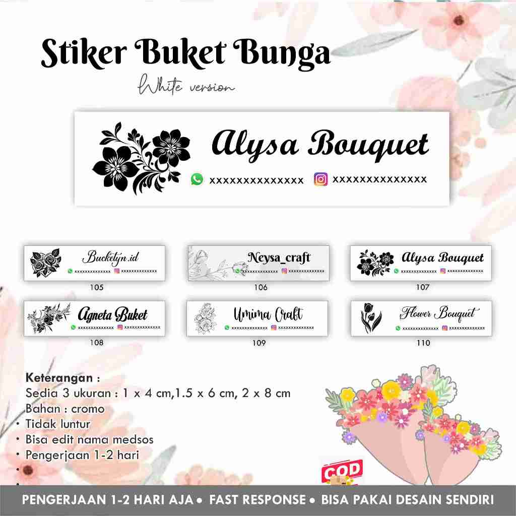 Jual [145 pcs] Stiker Bunga WHITE version / Buket / Bouquet / Flower ...