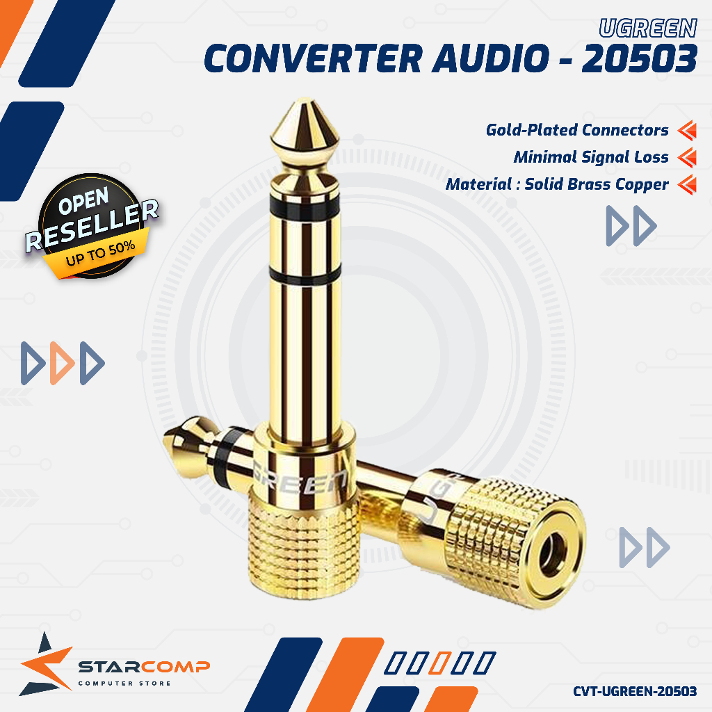 Jual UGREEN 20503 Audio Jack 6.5mm FEMALE to 3.5mm MALE Adapter ...