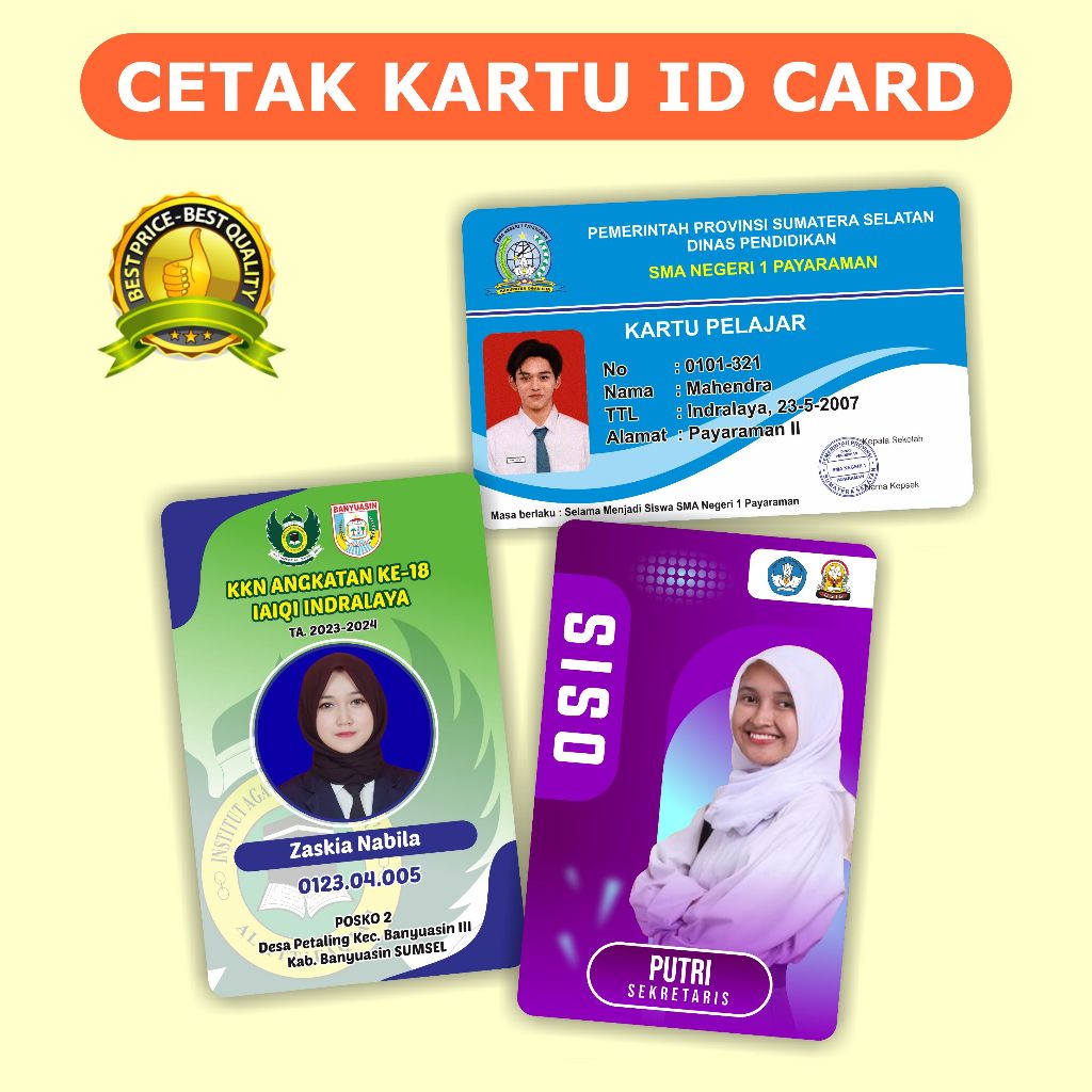 Jual CETAK KARTU ID CARD ORGANISASI / INSTANSI / PANITIA EVENT / MEMBER ...