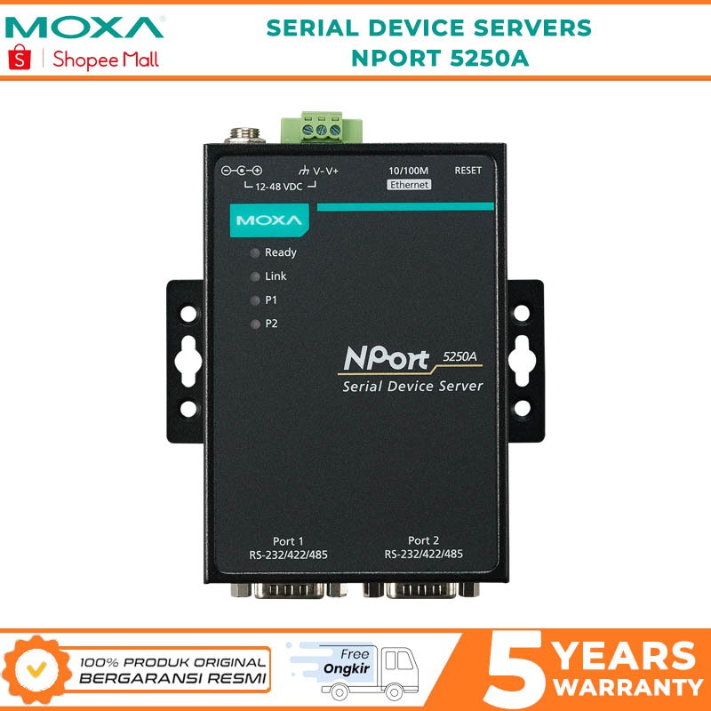 Jual MOXA NPort 5250A Series 2-port RS-232/422/485 serial device ...