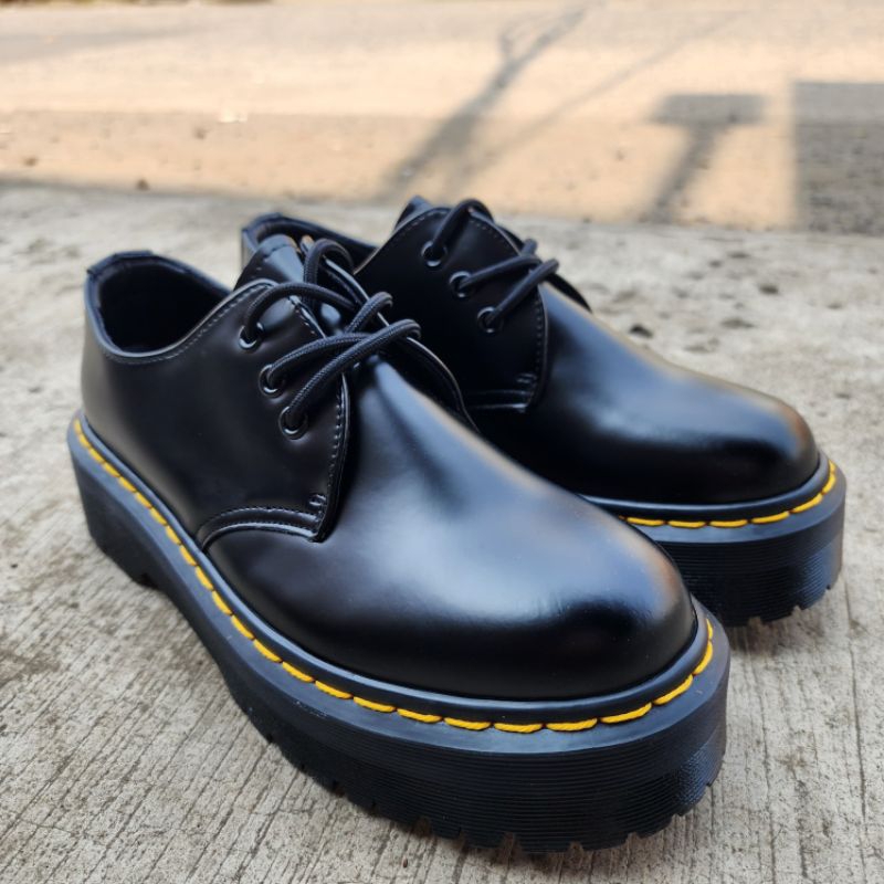 Jual New Sepatu Docmart 1461 Low Quad Platform Black Smooth Faux ...