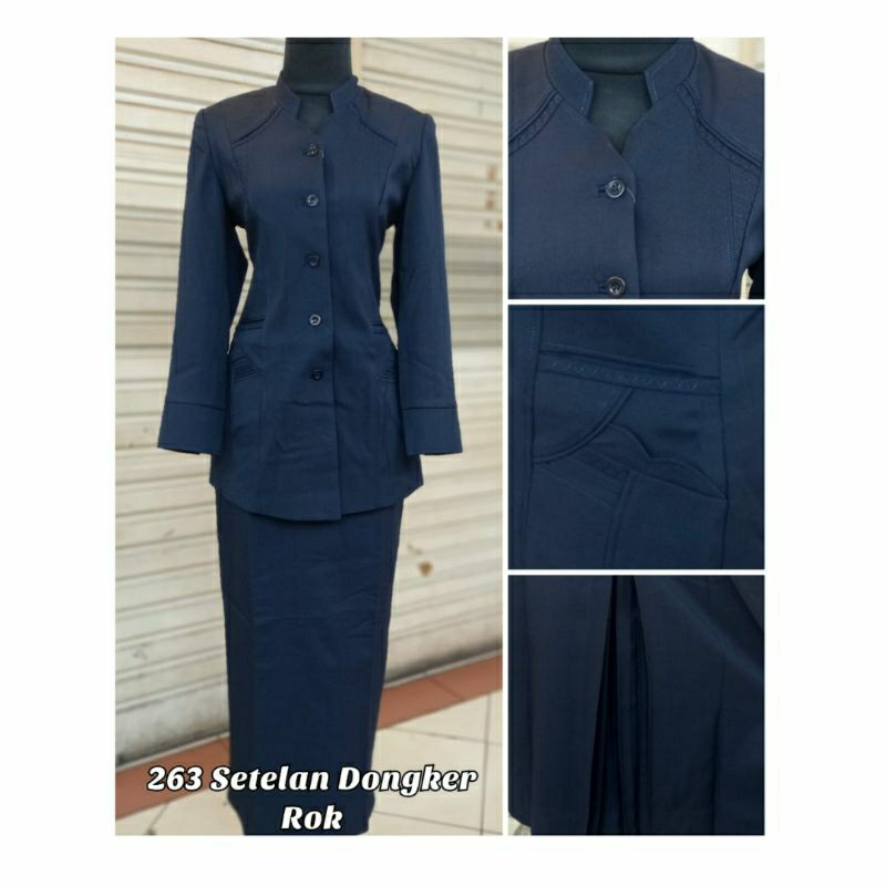 Jual SETELAN BAJU SERAGAM KERJA BIRU DONGKER GURU WANITA KEREN READY ...